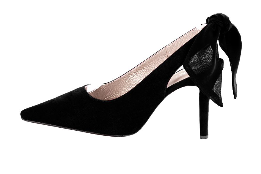 Matt black women's slingback shoes.. Profile view - Florence KOOIJMAN